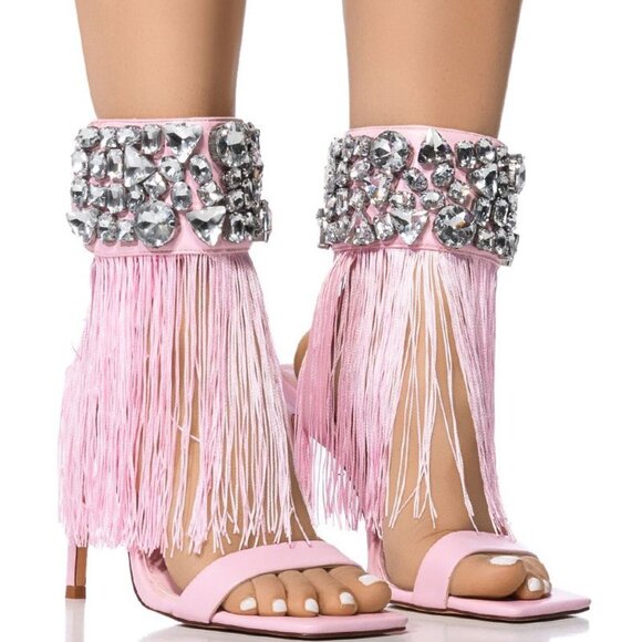 AZALEA WANG Shoes - AZALEA  WANG "THE RHINESTONE DRAPED TASSEL SANDAL" IN PINK  (BRAND NEW !!!!!!!!!
